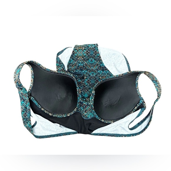 Miraclesuit Thebes Criss Cross Escape 1PC Swimsuit *Teal & Gold Print* Size 10 - Picture 3 of 8